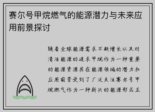 赛尔号甲烷燃气的能源潜力与未来应用前景探讨